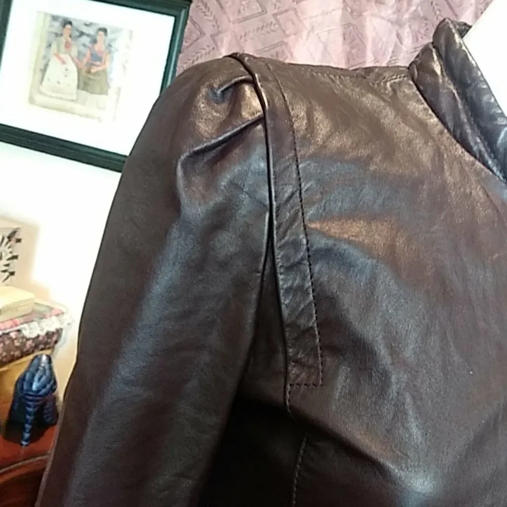 Bermans. Dark burgendy leather jacket